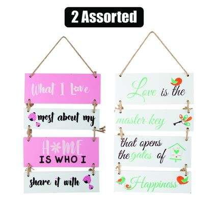 Plaque mdf 4 signs w/rope 2-assorted