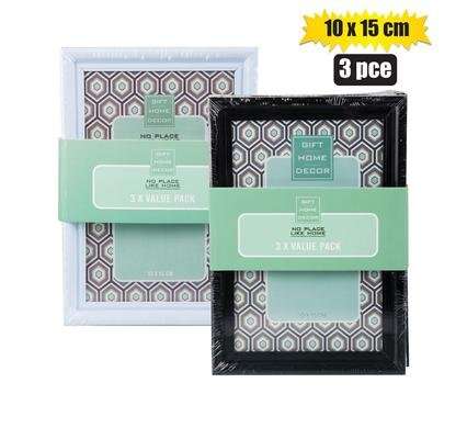 Picture-frame plastic 3-pack 10x15cm assorted