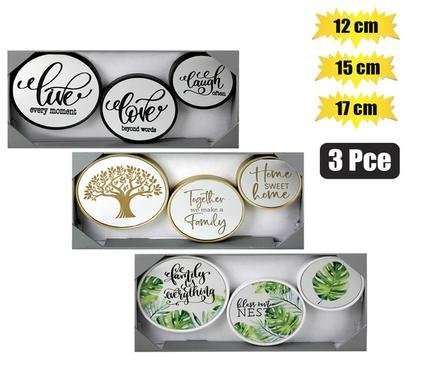 Mirror wall plastic 3 Piece set w/words assorted