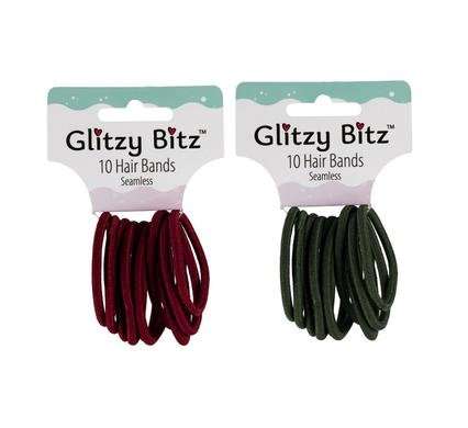 Hair band elastic 10 Piece green/maroon