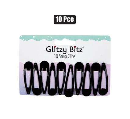 Hair clips 10 Piece black 5cm snap-on