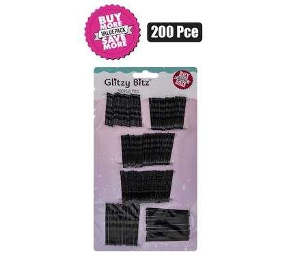 Hair clips black pins assorted sizes 200 Piece