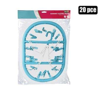 Clothes dryer plastic 20-peg assorted
