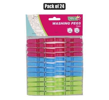 Washing pegs plastic 70mm pack-24