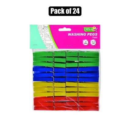 Washing pegs plastic 70mm pack-24