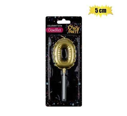 Candle birthday balloon no.0-gld 5cm