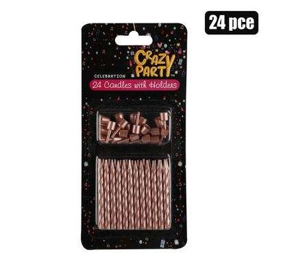 Candle birthday 24 candles+holders rose