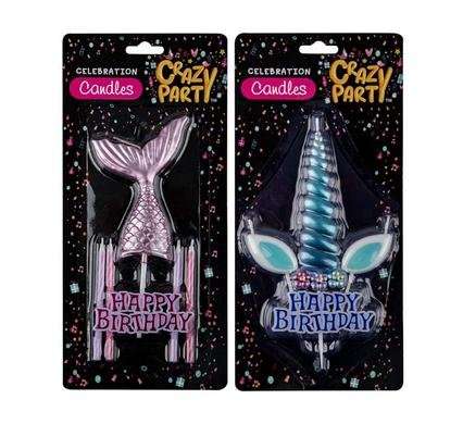 Candle birthday unicorn and mermaid