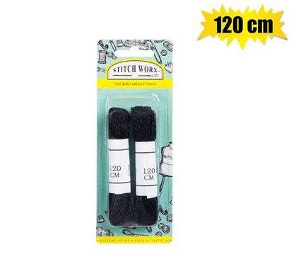 Flat Boot Laces, 120cm, Black