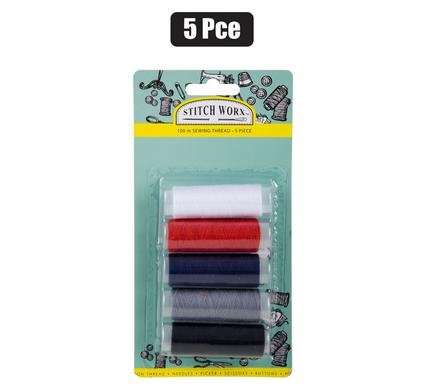 HABERDASHERY SEWING THREAD 5 ASSORTED 100m