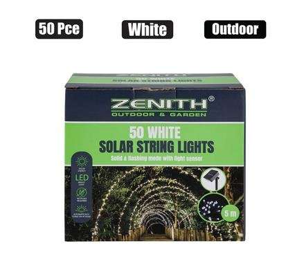 Solar Garden String Lights White 50