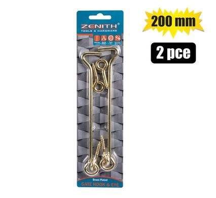 Gate-hook+eye brassed 200mm 2 Piece zenith