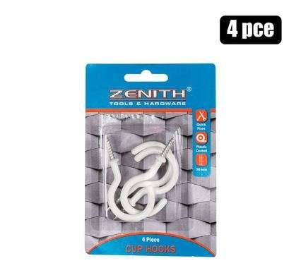 Cup-hooks white plastic-ctd 50mm 4 Piece zenith