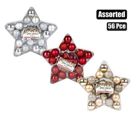 Xmas tree decor ball 56 Piece, 3/5cm colours