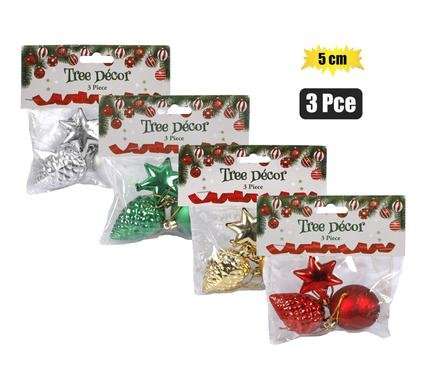 Xmas tree decor mixed 5cm 3 Piece