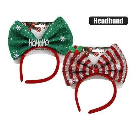 Xmas dressup head band w/bow assorted