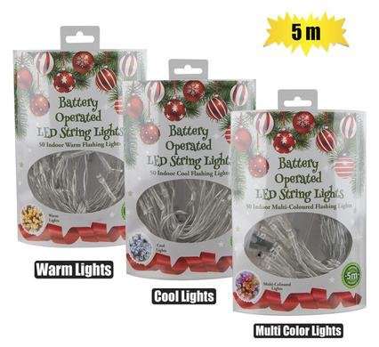 Xmas lights battery operated in 50led 5m assorted-flash