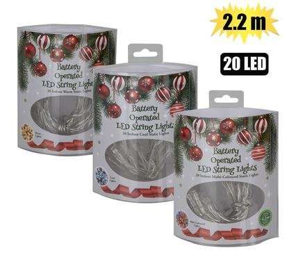 Xmas lights battery operated in 20led 2.2m assorted