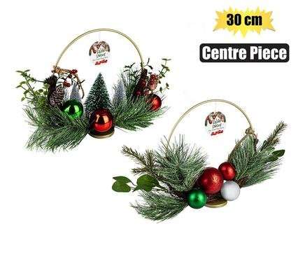 XMAS TABLE DECOR PINE CENTRE PIECE 30cm