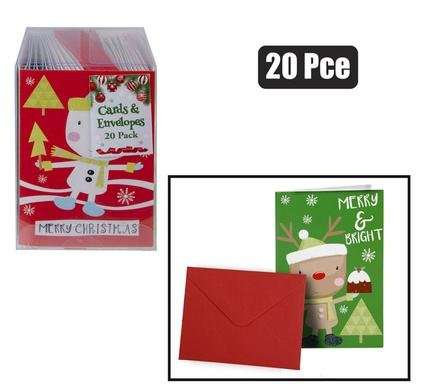 Xmas stationery card & envelope 20 Piece