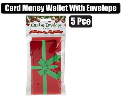 XMAS CARDS MONEY WALLET W ENVELOPE 5 Piece
