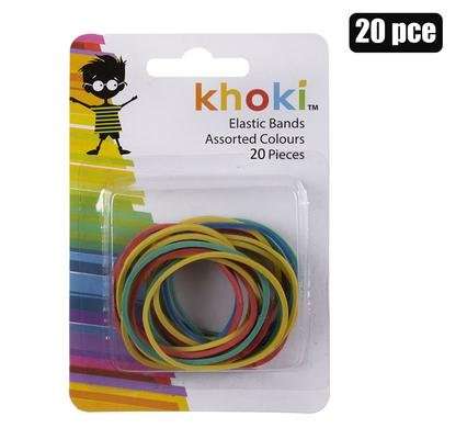 STATIONERY ELASTIC BANDS ASSORTED COL 20 Piece