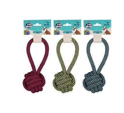 PET DOG TUG TOY STRING WITH BALL 16x6cm