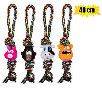 PET DOG TOY ROPE AND ANIMAL ASSORTED 40cm