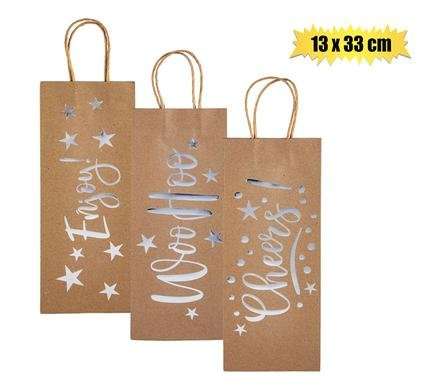 Gift-bag ppr wine eng words 13x33cm