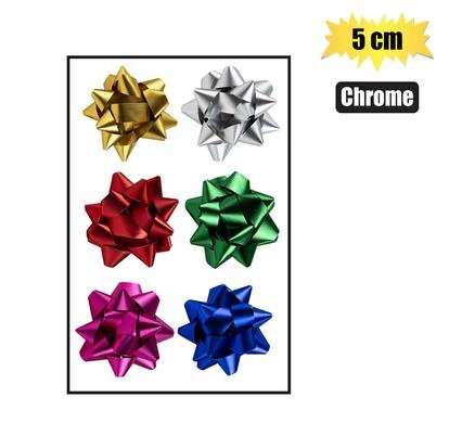GIFT-BOW CHROME ASSORTED COLOURS 5cm