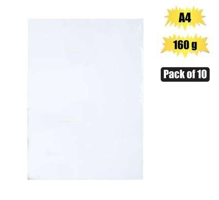 ART+CRAFT BOARD A4 160g SHEET WHITE 10 Pack