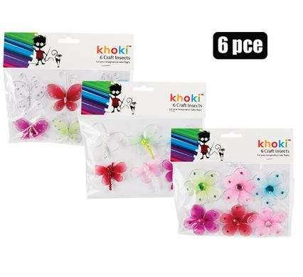 ART+CRAFT ACCESSORIES INSECTS 6 Piece ASSORTED