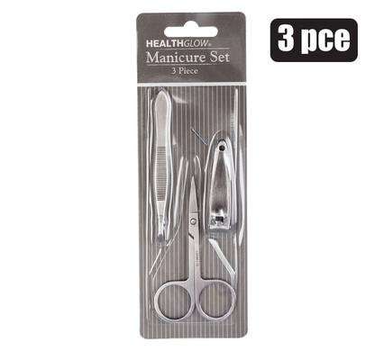 Nail manicure set stainless steel 3 Piece blister h/glow