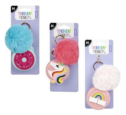 KEYCHAIN WITH BALL & BRUSH ASSORTED COL 7cm