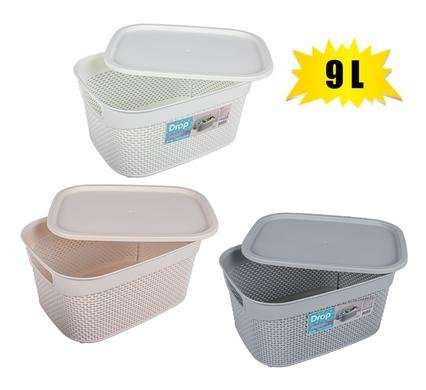 Basket plastic drop patt 33x24x16cm 9l lid