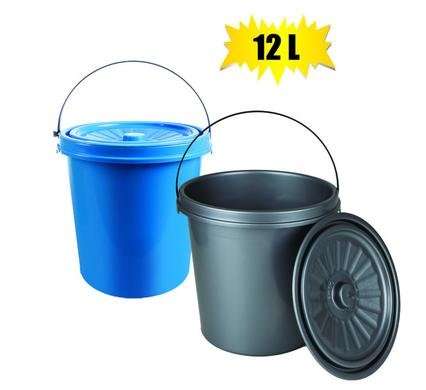 Bucket plastic 12l w/lid