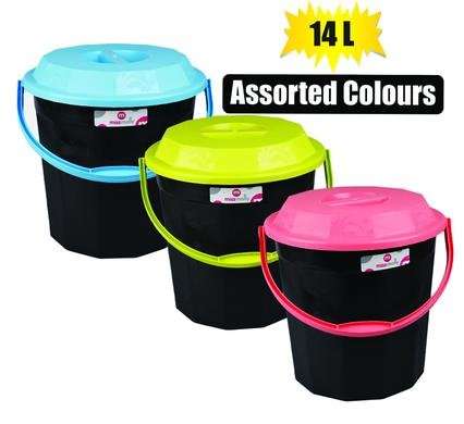 Bucket plastic 14l w/lid