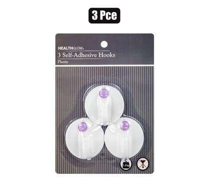 HOOK PLASTIC ADHESIVE ROUND 3 Piece