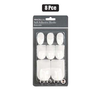 HOOK PLASTIC SELF ADHESIVE ASSORTED 8 Piece