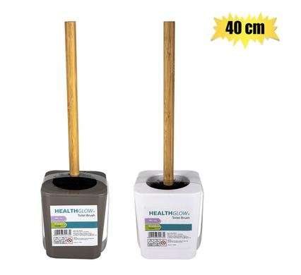 Toilet brush bamboo handle w/stand assorted