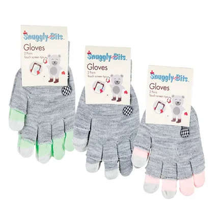 GLOVES ADULT 2PAIR W/TOUCH SCREEN TIPS