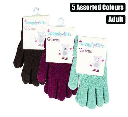 Gloves adult knitted w/design assorted