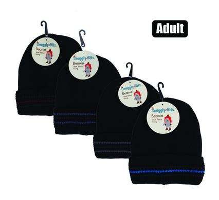Beanie adult w/inner stripe assorted