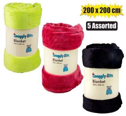 Blanket flannel fleece 200x200cm assorted
