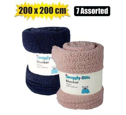 Blanket sherpa 200 x 200cm assorted