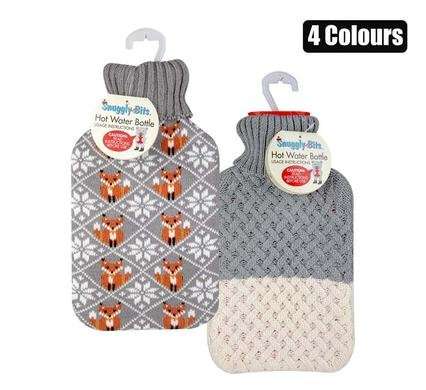 Hotwater bottle 2l w/knit-cover assorted