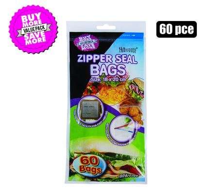 Disposable bag zipperseal 60 Piece 18x20cm