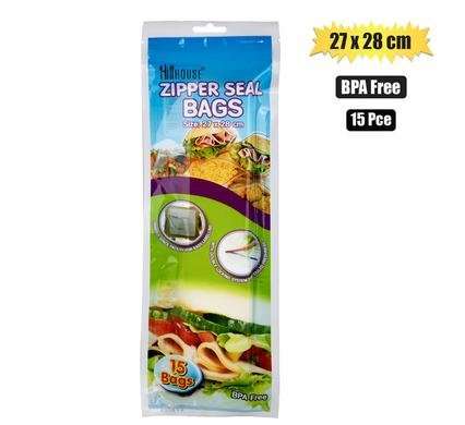 Disposable bag zipperseal 15 Piece 27x28cm
