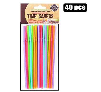 Straws plastic assorted colours 40 Piece