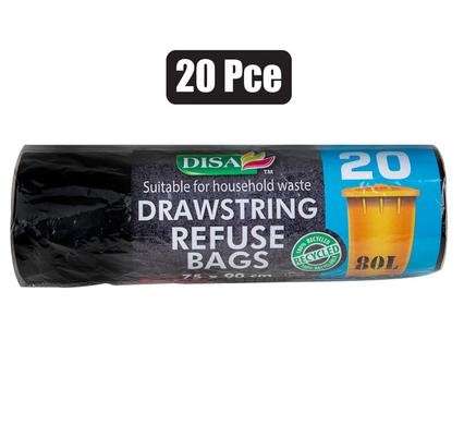REFUSE BAG BLACK 20 Piece 750x950mm D/STRING
